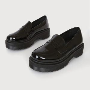 Lulus patent loafers